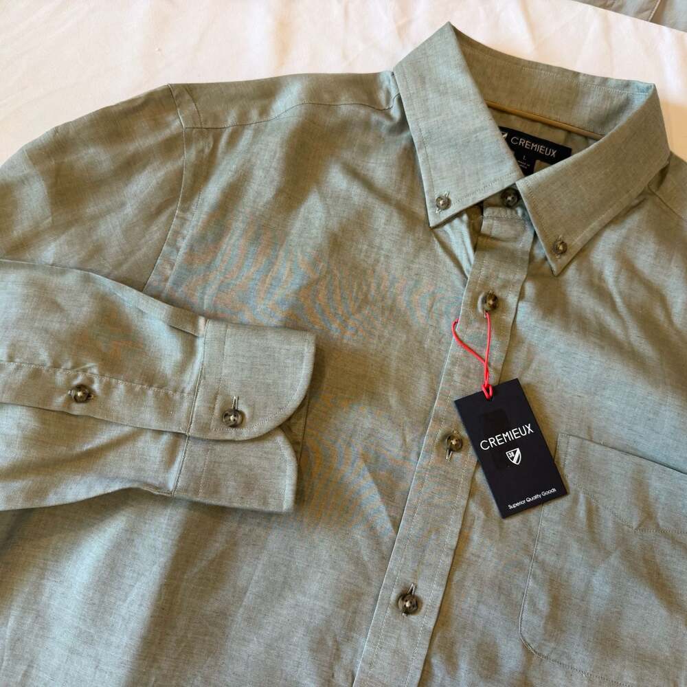 Cremieux Men's Button-Down Long Sleeve Shirt in Olive Green